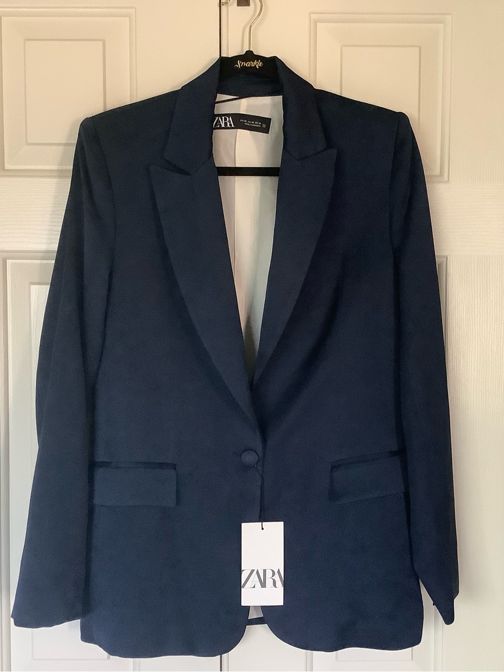 ZARA Women's Navy Single-Button Blazer